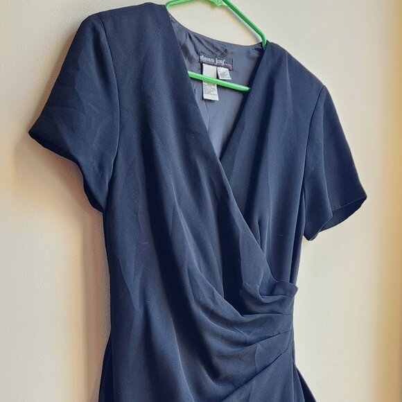 Dawn Joy Evening Black V-Neck Midi Dress Size 12 - Picture 2 of 14